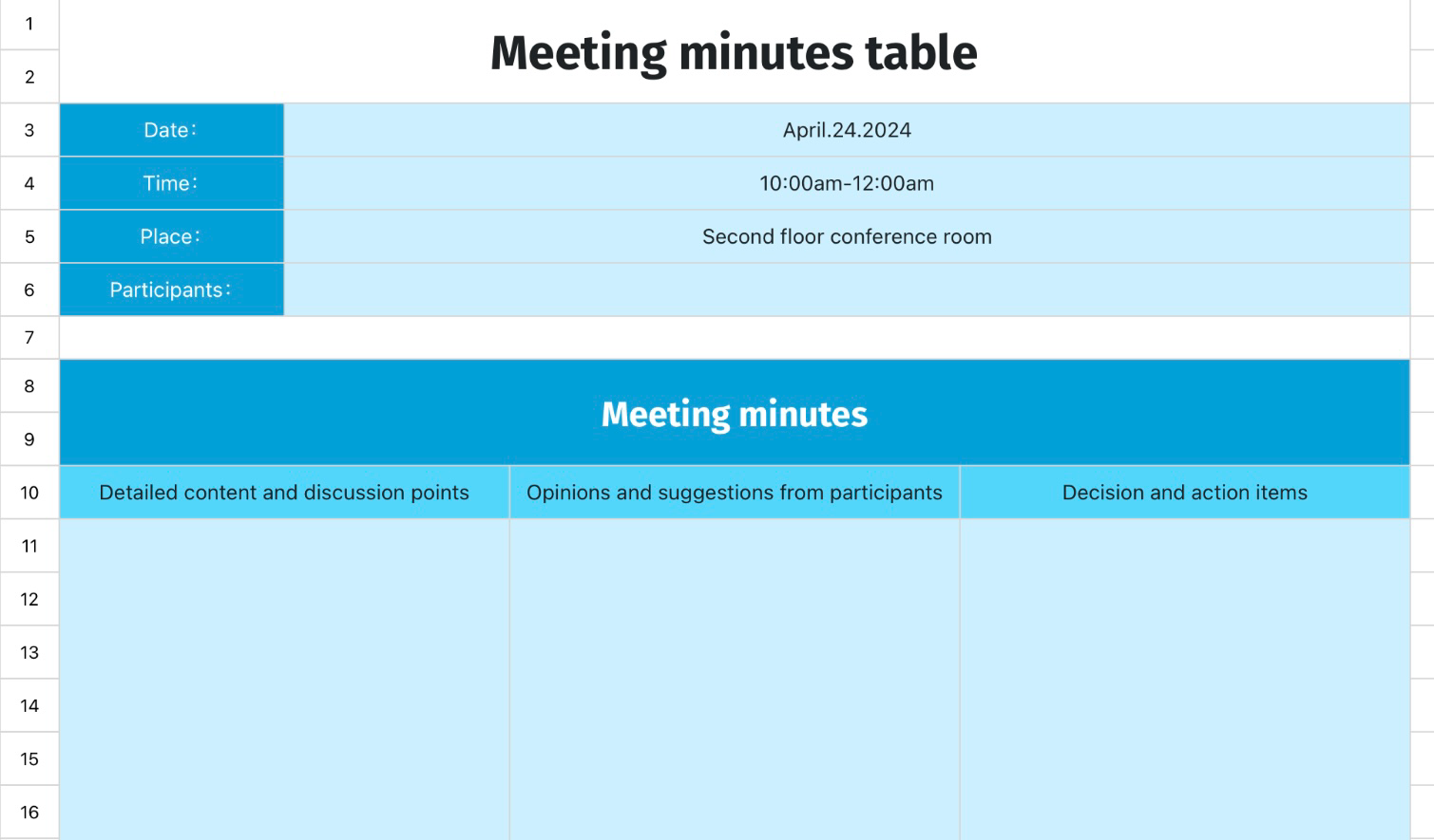 Meeting minutes table 2